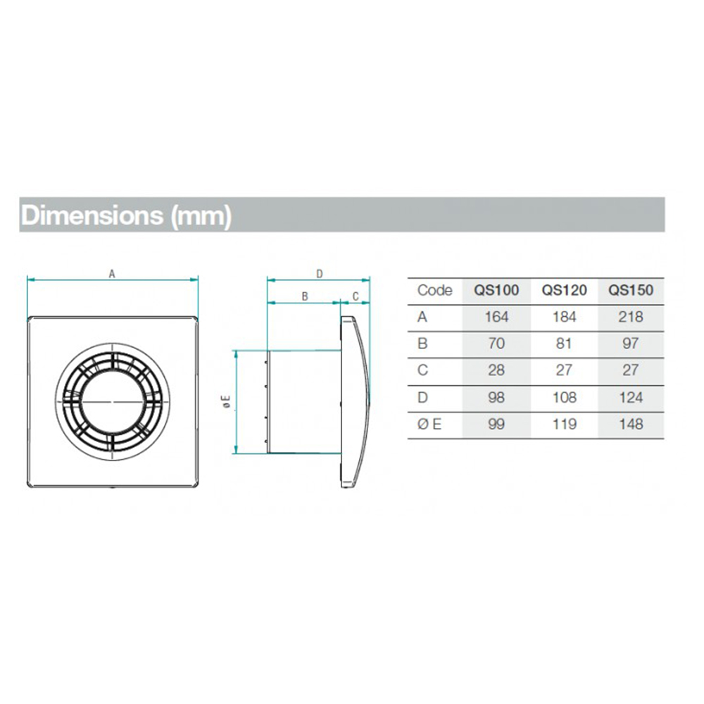 QS100 DIMENSION